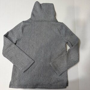 J.Crew Herringbone Cowl Neck Sweater Size S Black White